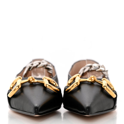 Gucci Nappa Lumiere Deva Horsebit Chain Embellished Flats 35 Black 2 of 12