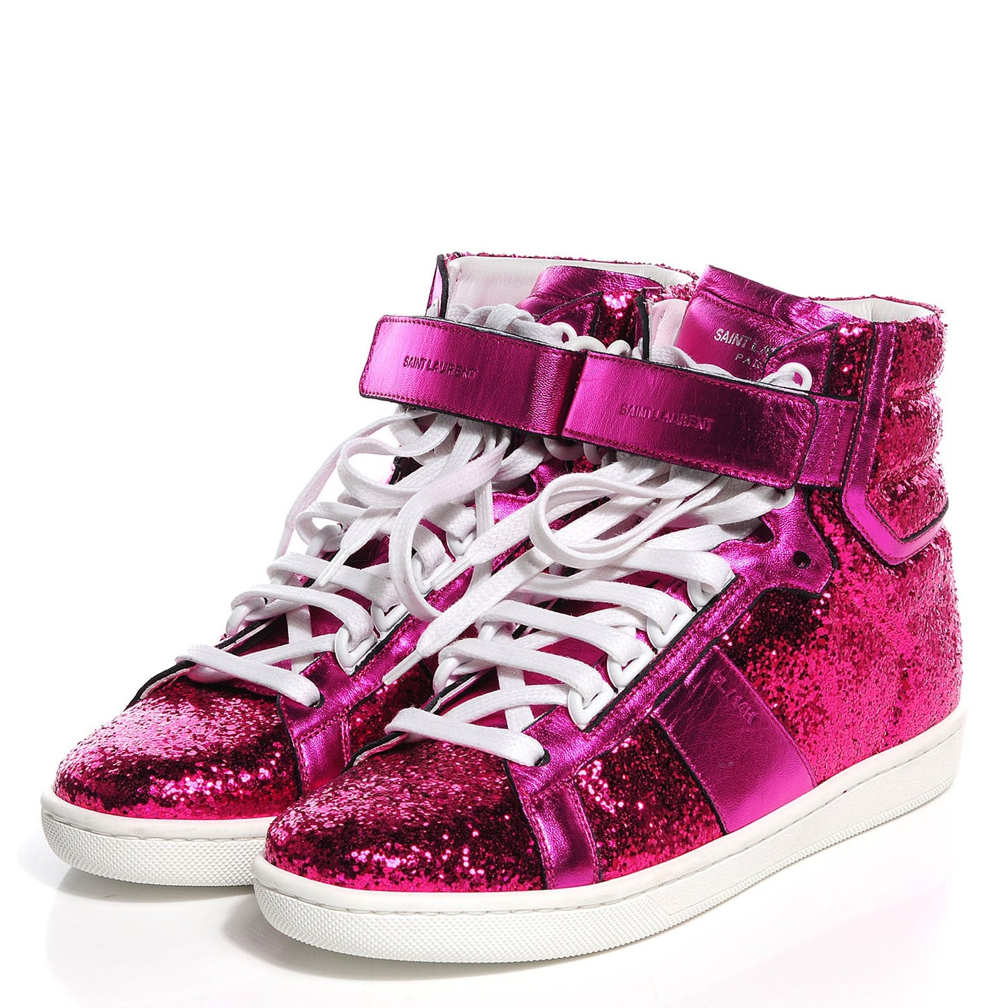 Glitter Court Classic High Top Sneakers 36 Fuchsia