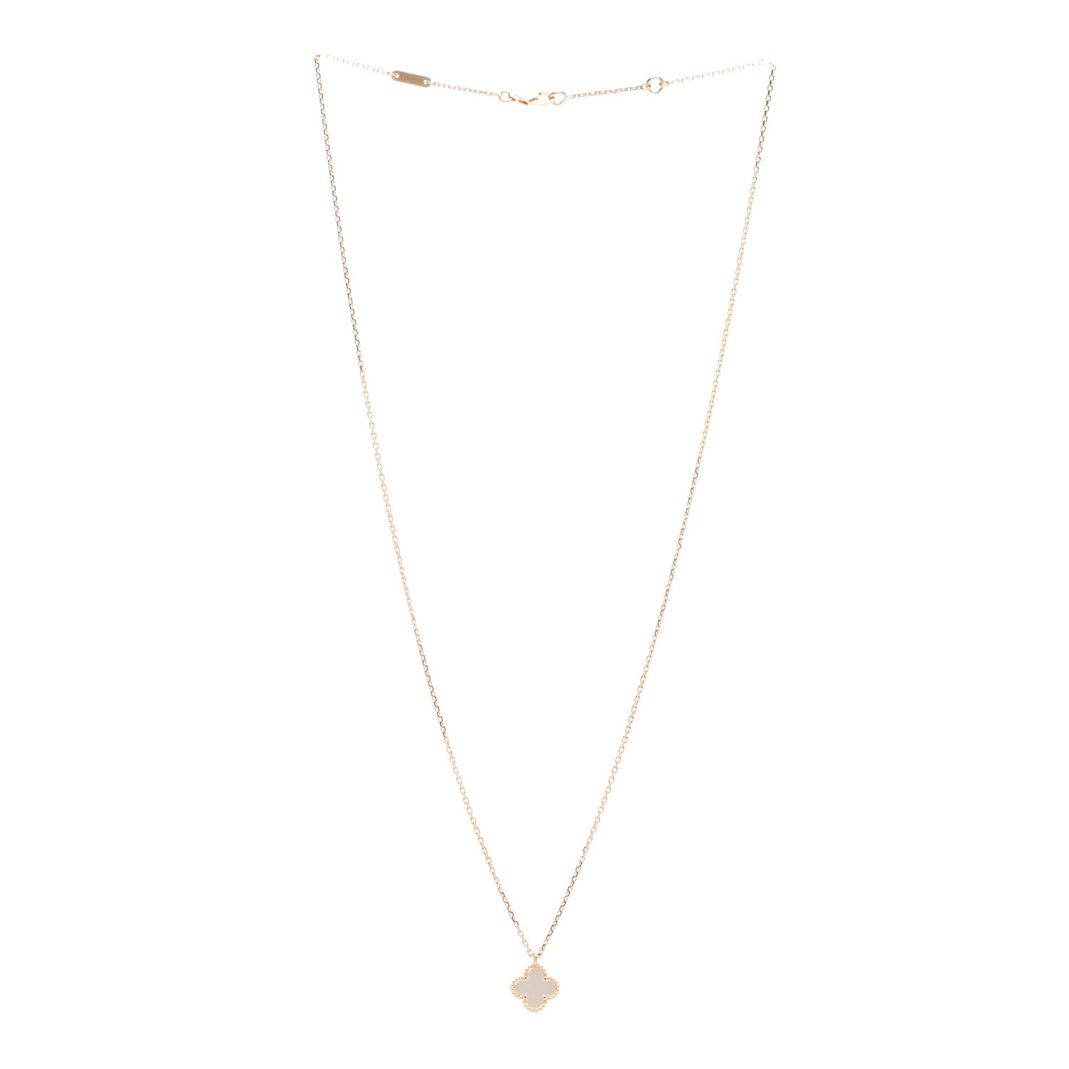 Van Cleef & Arpels 18K Yellow Gold Mother of Pearl Sweet Alhambra Pendant Necklace 3 of 5