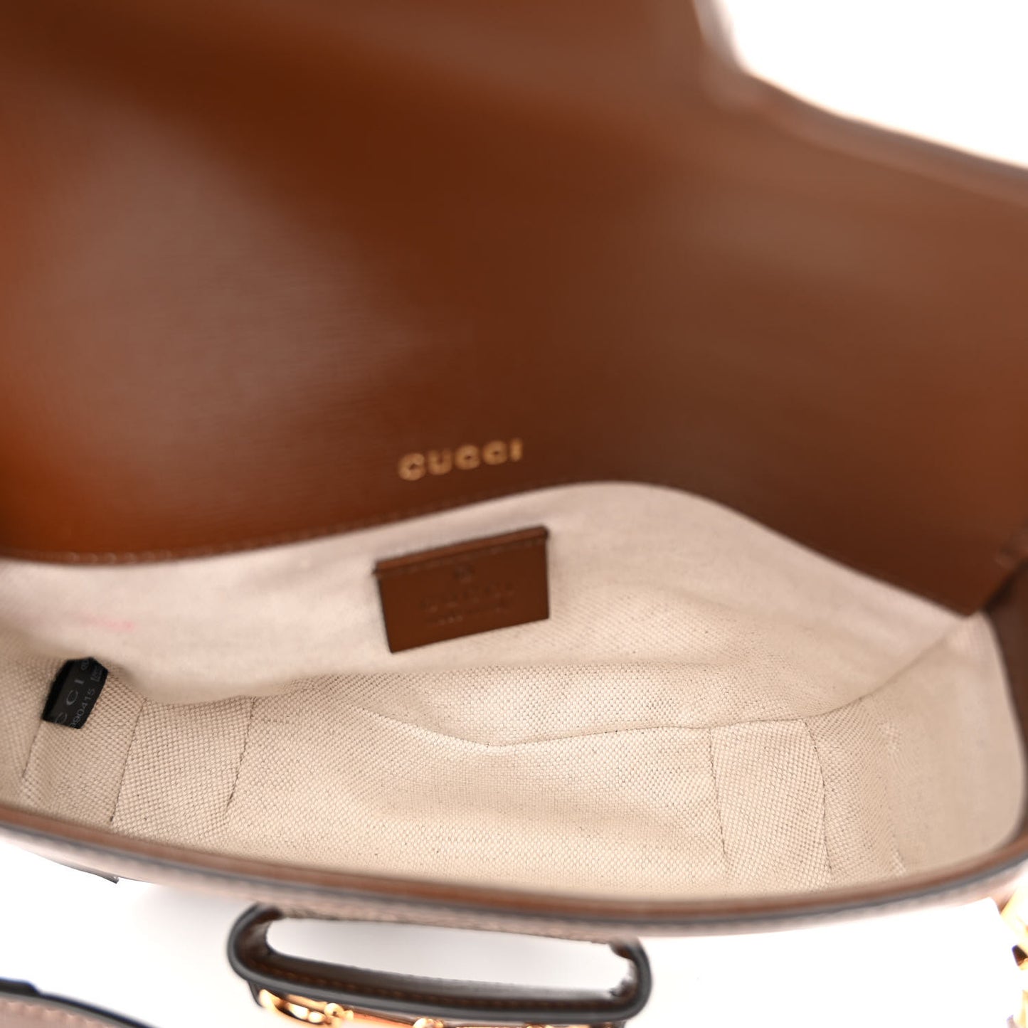 GG Supreme Monogram Azalea Calfskin Web Mini Horsebit 1955 Shoulder Bag Beige Ebony Brown Sugar
