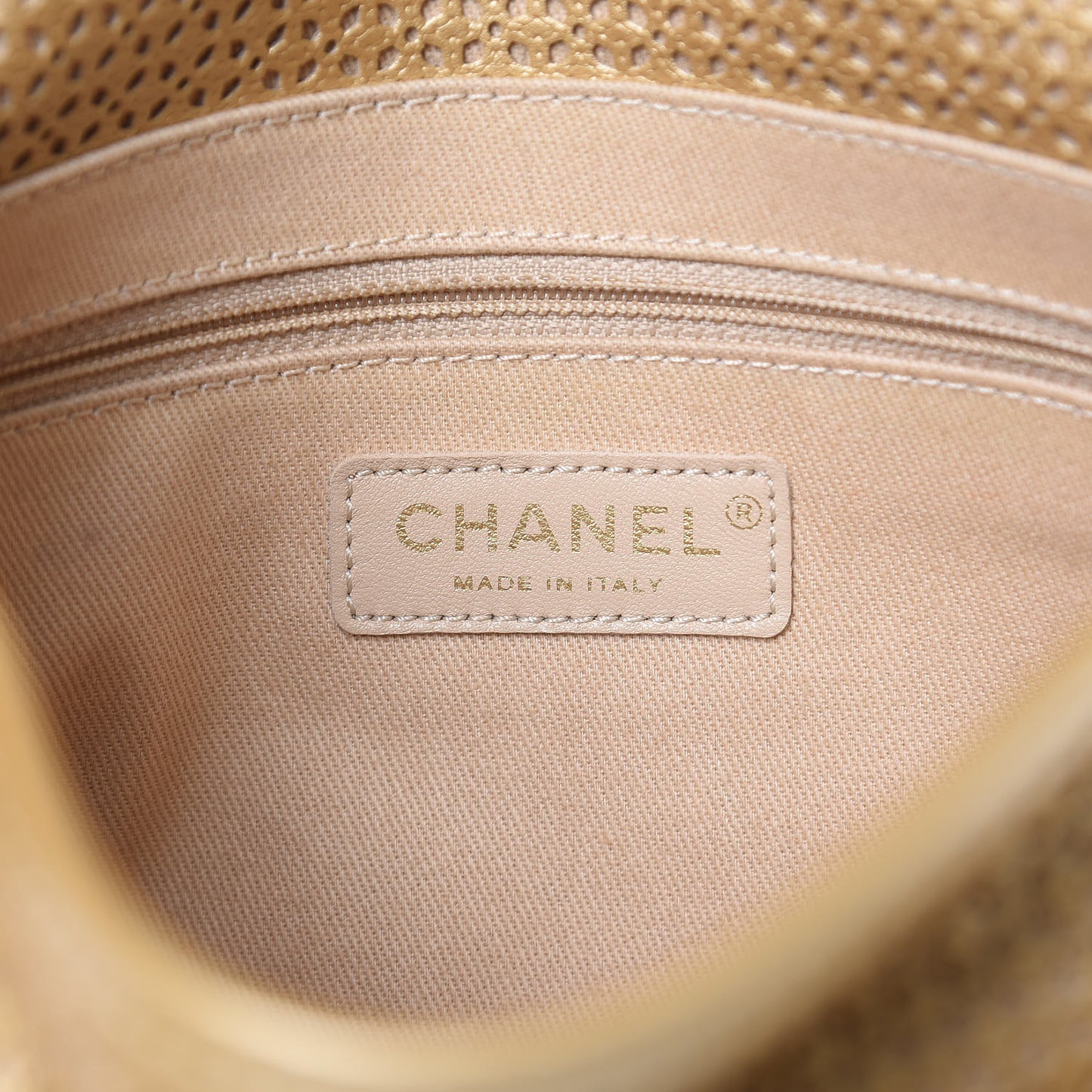 Metallic Perforated Calfskin Small Up In The Air Flap Gold