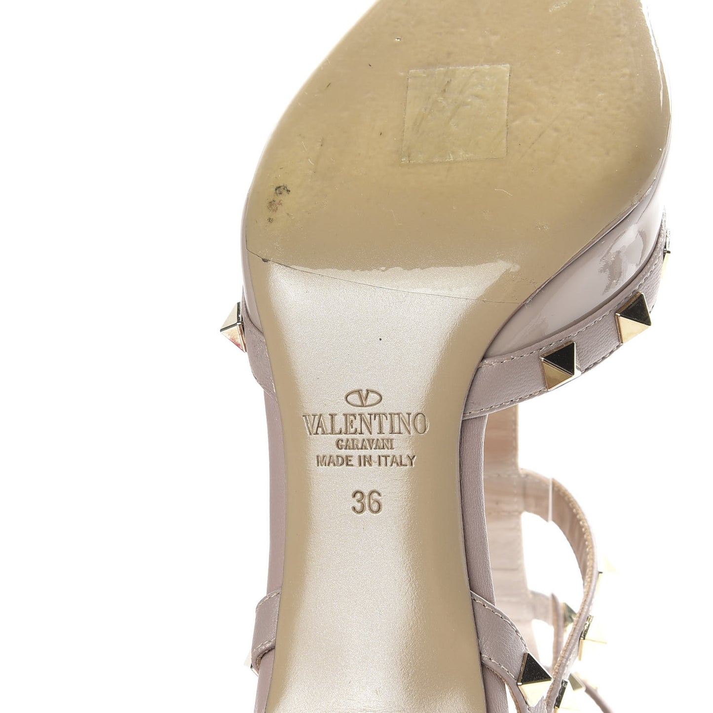 Patent Rockstud Ankle Strap 65mm Pumps 36 Poudre