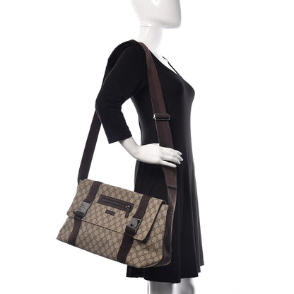 Gucci GG Plus Monogram Double Buckle Flap Messenger Bag Beige Ebony 2 of 9