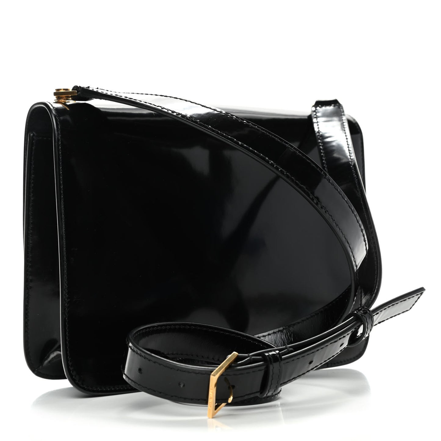 Patent Calfskin Carre Satchel Black