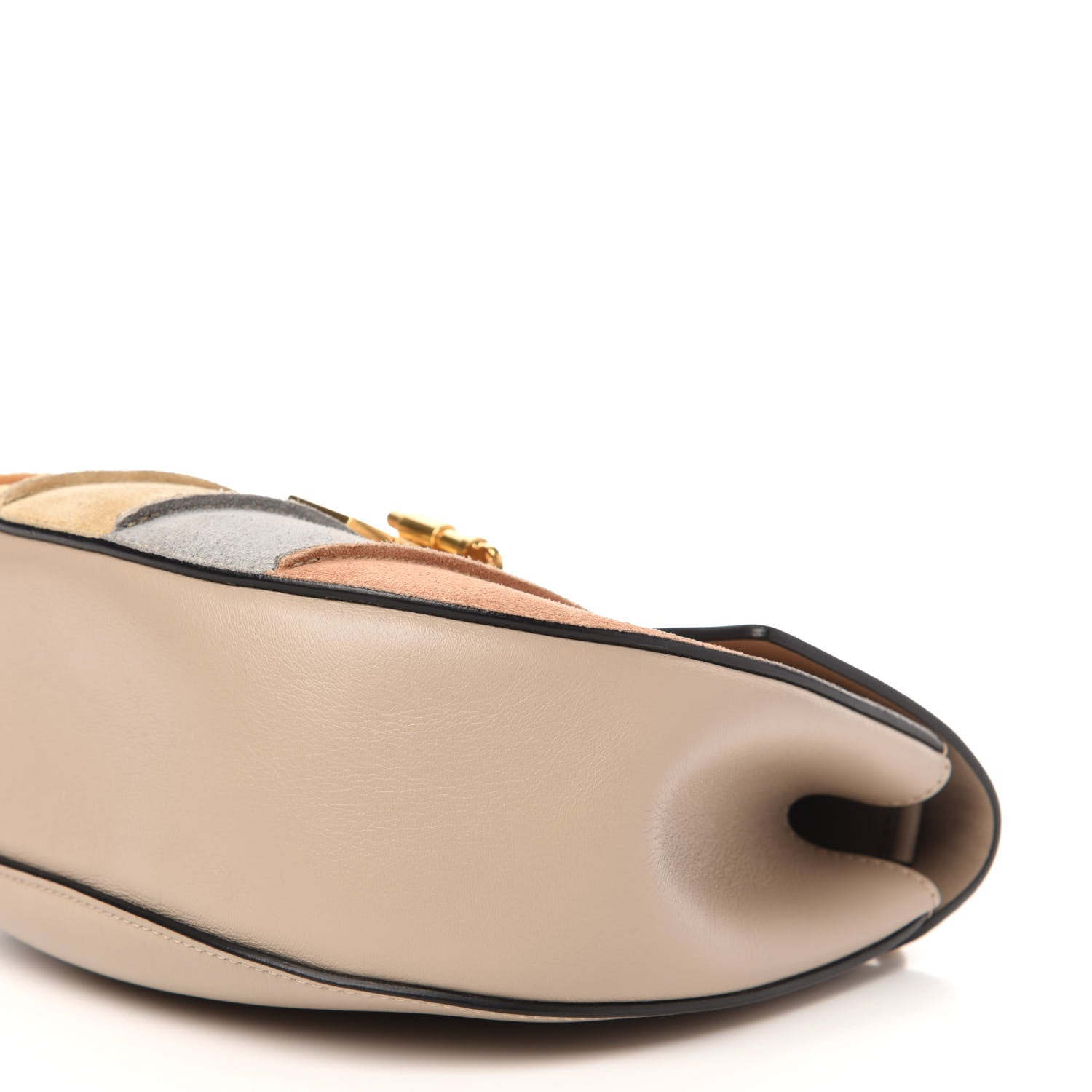 Chloe Suede Calfskin Striped Patchwork Drew Shoulder Bag Grey Multicolor 7 of 11