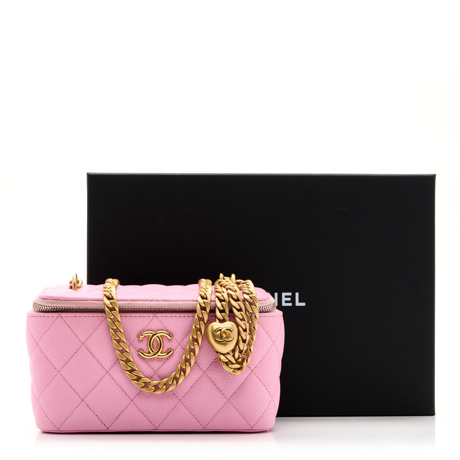 Chanel Caviar Quilted Sweetheart Vanity Case Pink 12 of 12