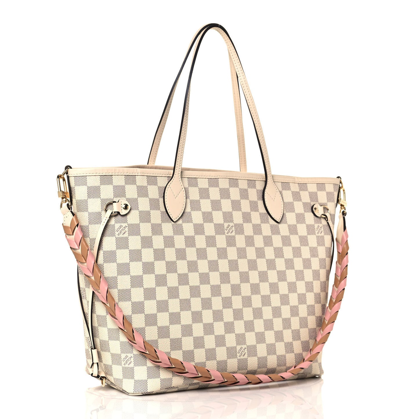 Damier Azur Braided Neverfull MM Pink
