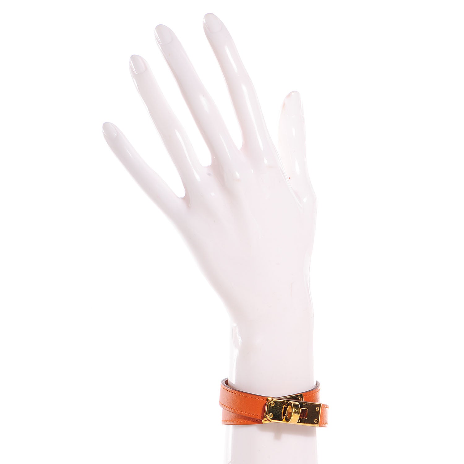 Hermes Chamonix Kelly Double Tour Bracelet Small Orange 2 of 7