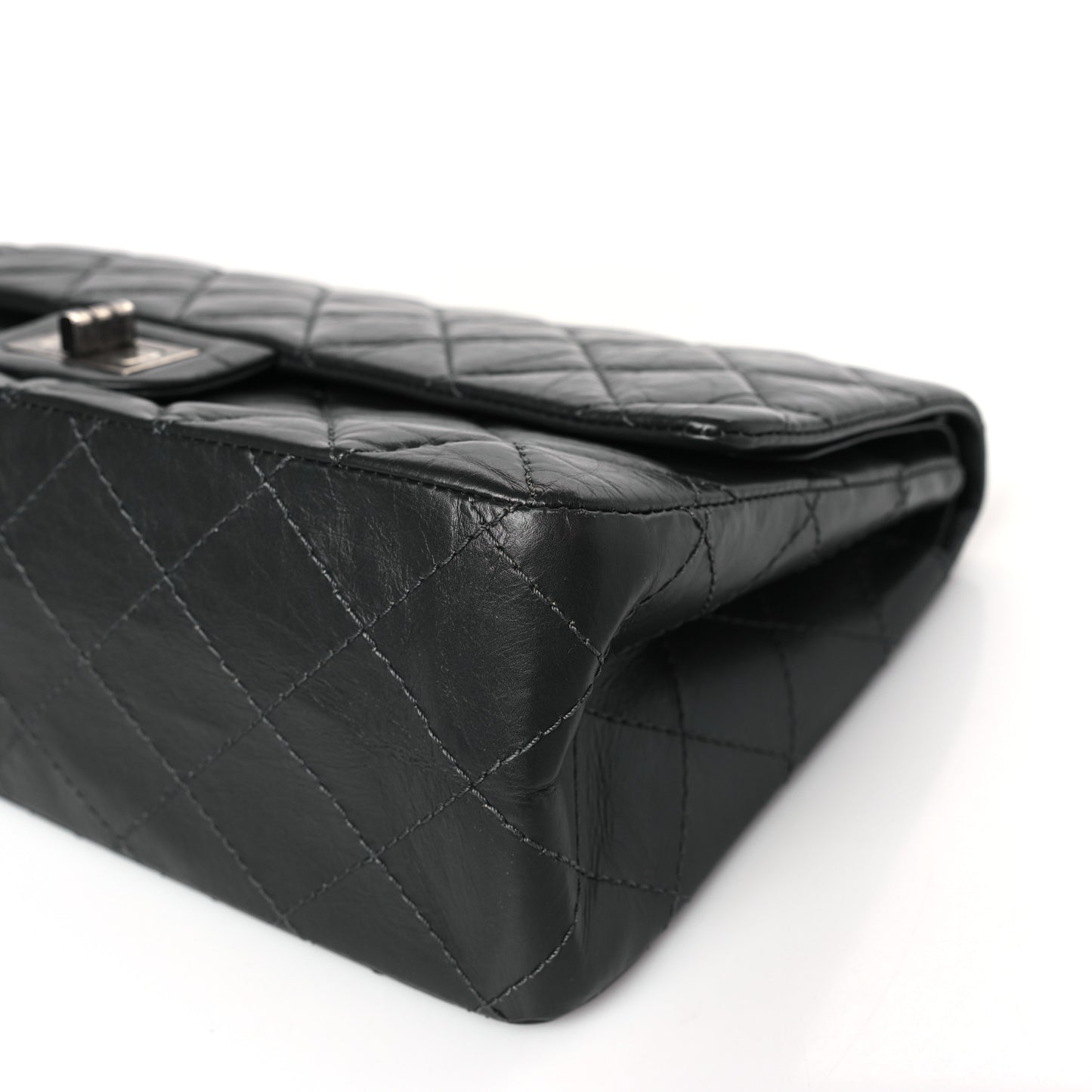 Aged Calfskin Quilted 2.55 Reissue 227 Flap Dark Grey