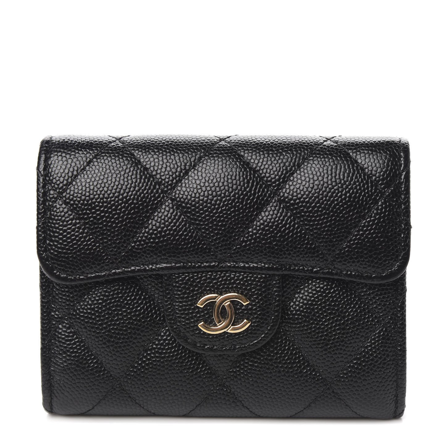 Caviar Quilted Flap Card Holder Black