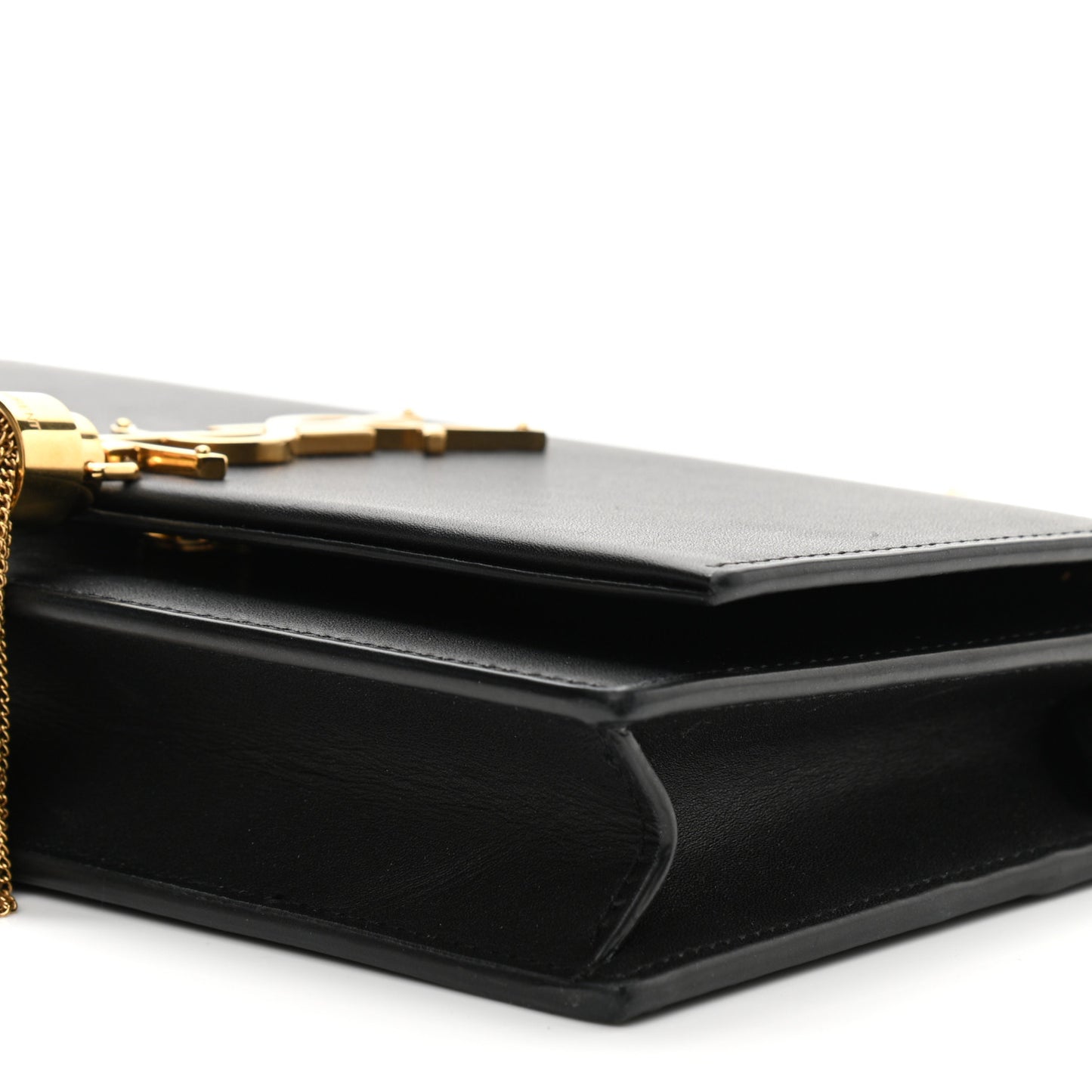 Smooth Calfskin Classic Monogram Kate Tassel Chain Wallet Black