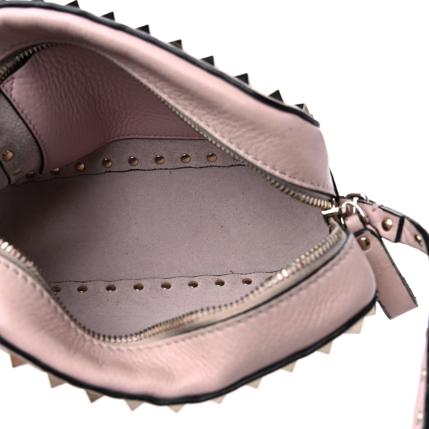 Pebbled Calfskin Rockstud Camera Crossbody Bag Poudre