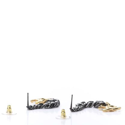 Chanel Metal CC Drop Earrings Ruthenium Gold 3 of 5