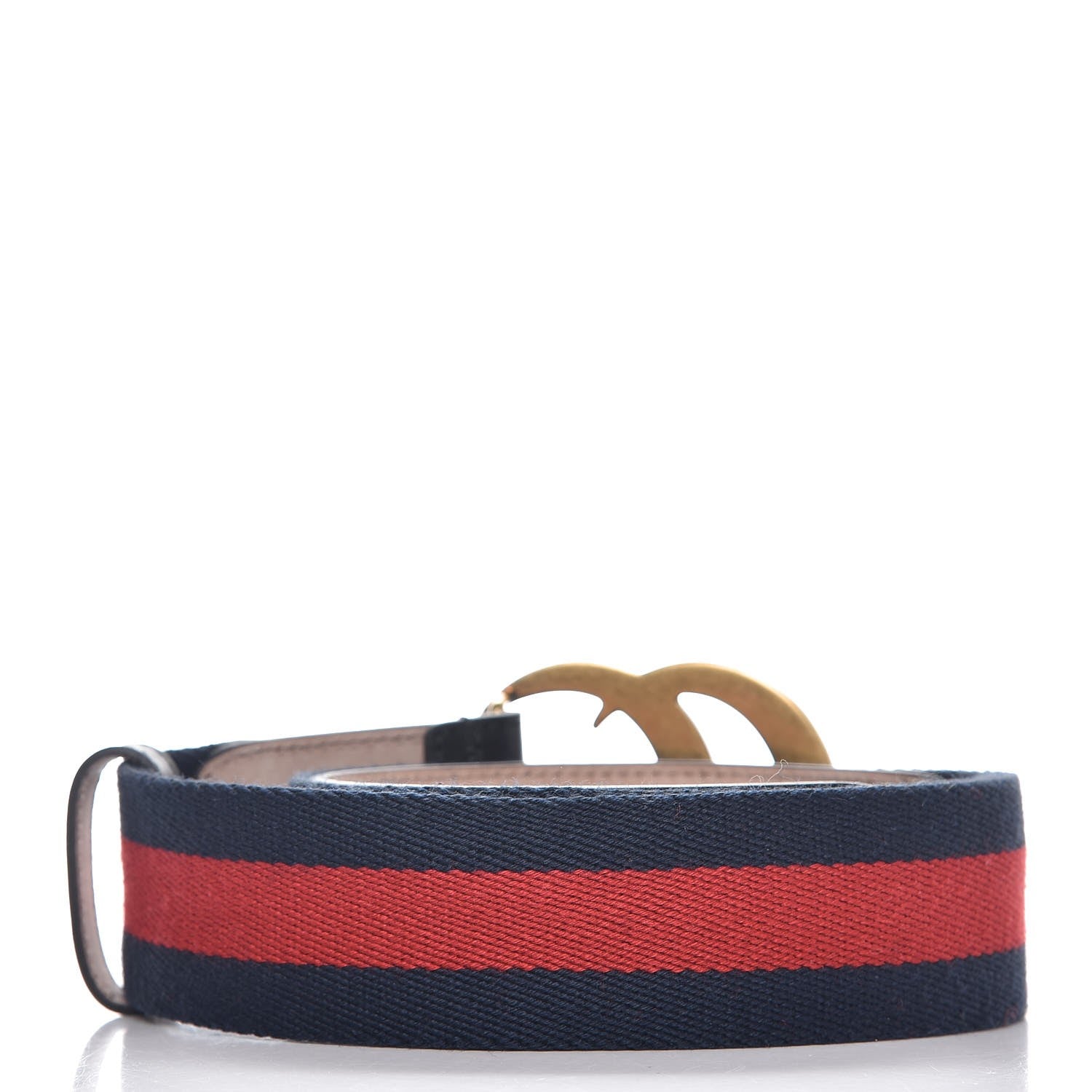 Gucci Nylon Calfskin Double G Web 40mm Belt 80 32 Blue Red Black 3 of 7