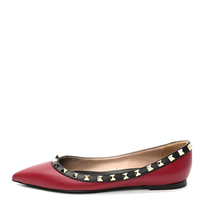 Valentino Garavani Nappa Rockstud Ballerina Flats 35 Scarlet Black 1 of 10