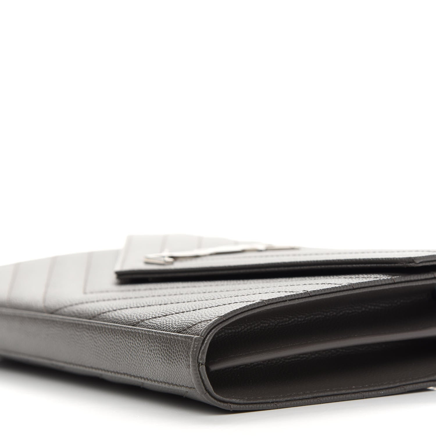 Saint Laurent Grain De Poudre Matelasse Chevron Monogram Chain Wallet Earth 8 of 8