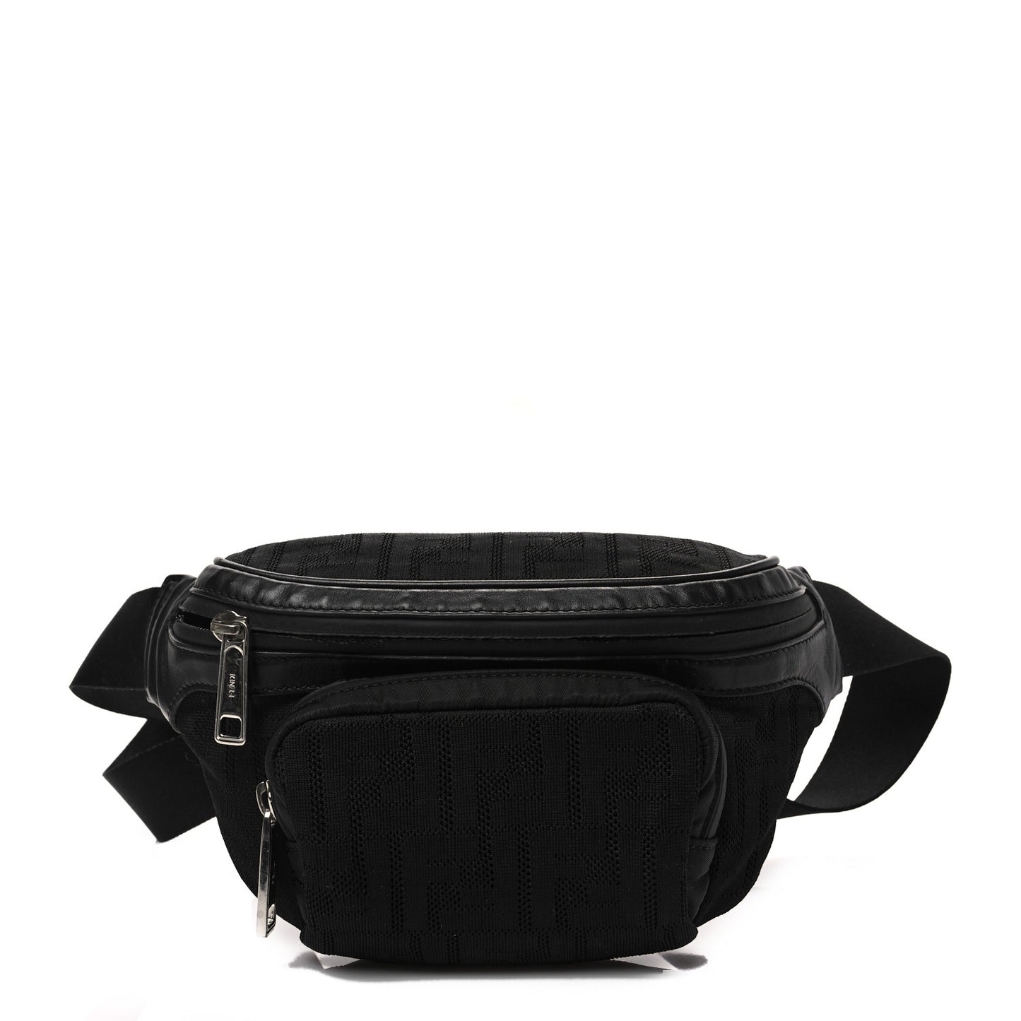 Neoprene Mesh Vitello Grace FF Pocket Belt Bag Black