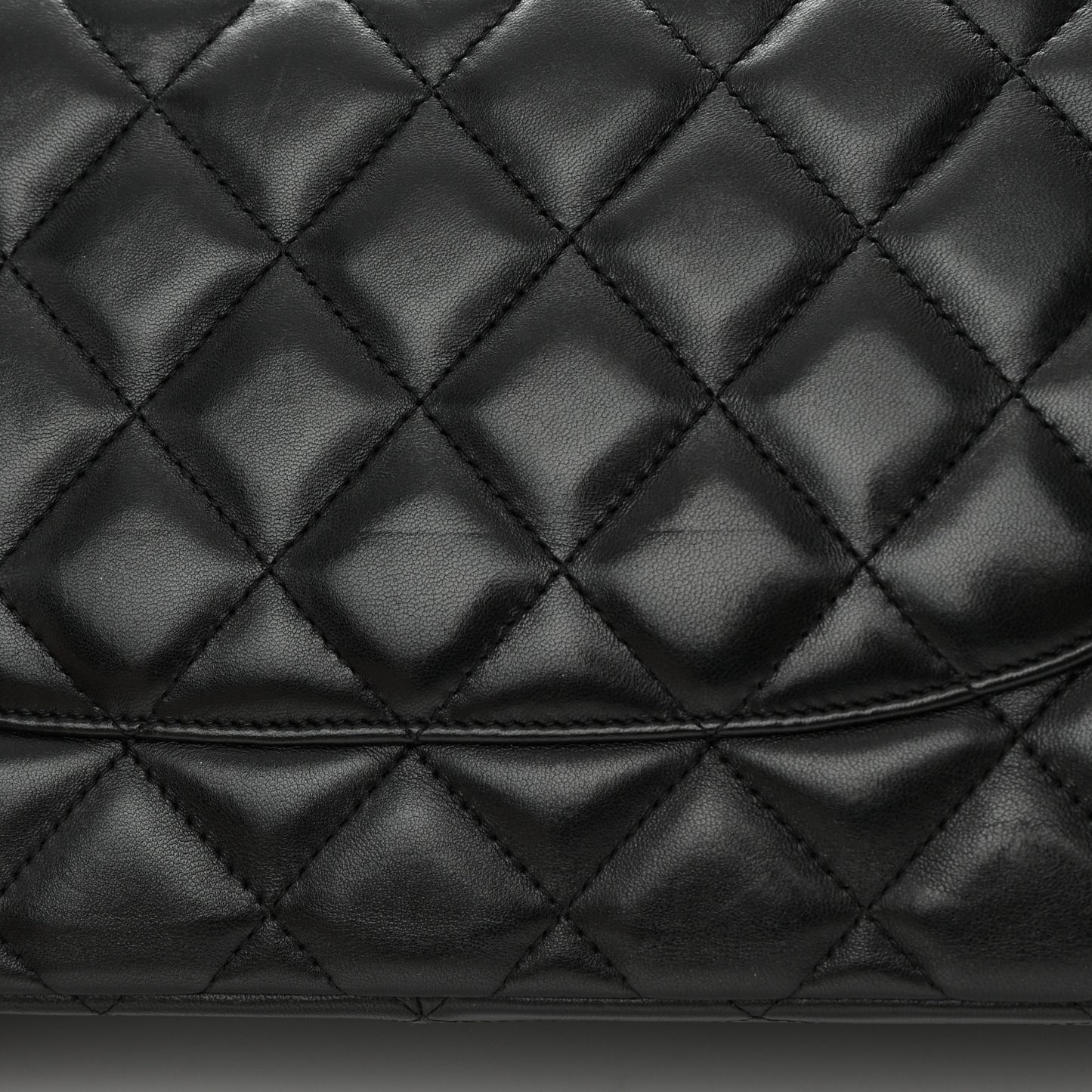 Lambskin Quilted Jumbo Double Flap Black
