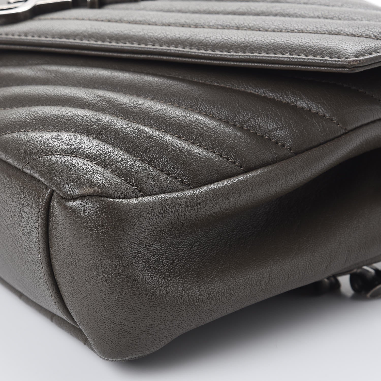 Saint Laurent Sheepskin Matelasse Chevron Monogram Medium College Bag Earth 8 of 8