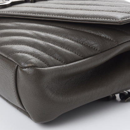 Saint Laurent Sheepskin Matelasse Chevron Monogram Medium College Bag Earth 8 of 8