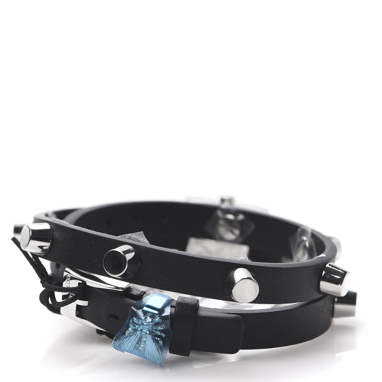 Gucci Stainless Steel Calfskin 14mm G-Frame Square Double Wrap Stud Quartz Watch Black 4 of 6