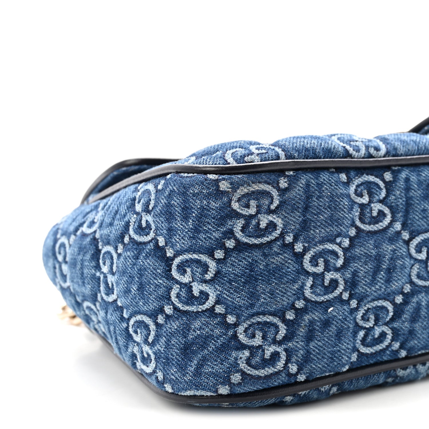 Gucci Denim Matelasse Small GG Marmont Shoulder Bag Blue 9 of 10