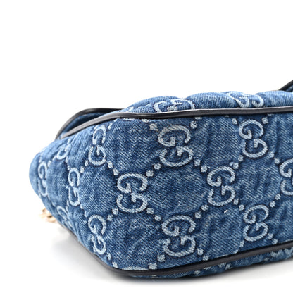 Gucci Denim Matelasse Small GG Marmont Shoulder Bag Blue 9 of 10