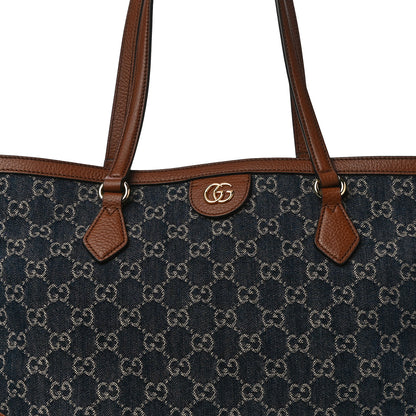 Gucci New Denim GG Monogram Medium Ophidia Shopping Tote Blue Tea Cuir 9 of 11