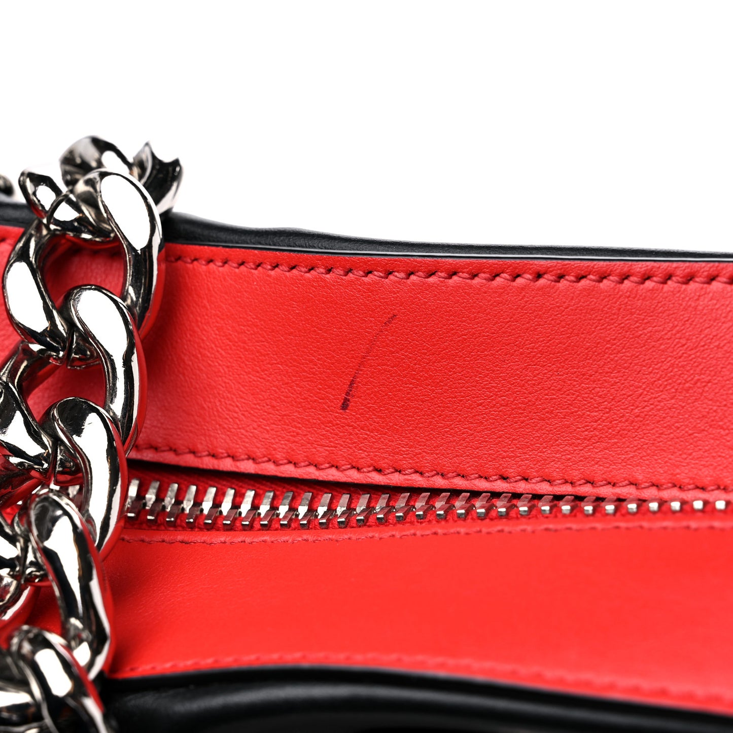City Calfskin Perforated Chain Shoulder Bag Black Lacca