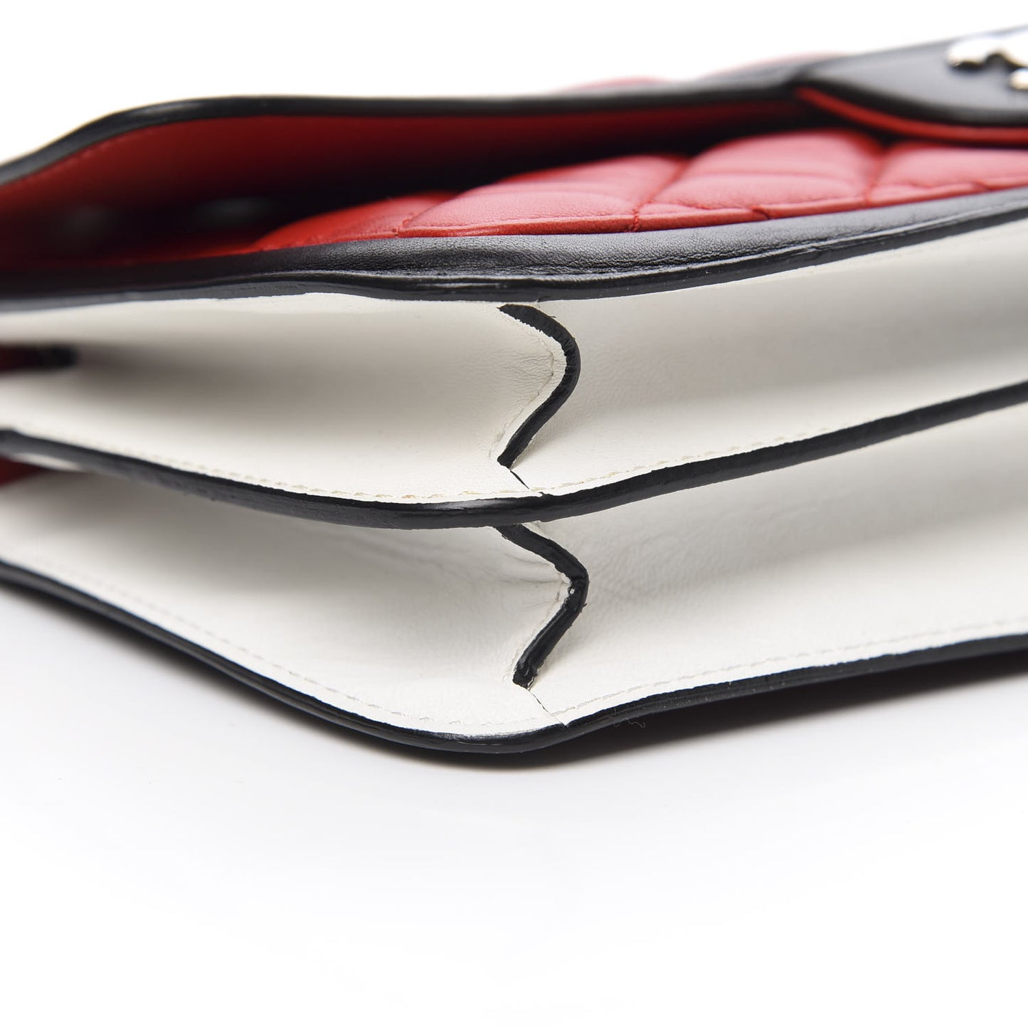Lambskin Quilted Tri-Color Flap Red White Black