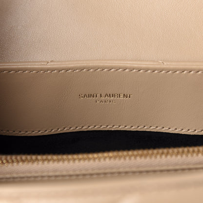 Saint Laurent Calfskin Y Quilted Monogram Small Loulou Chain Satchel Dark Beige 8 of 10