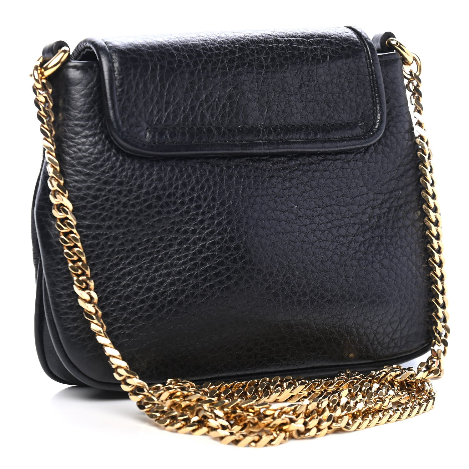 Gucci Pebbled Calfskin Small 1973 Chain Shoulder Bag Black 2 of 8