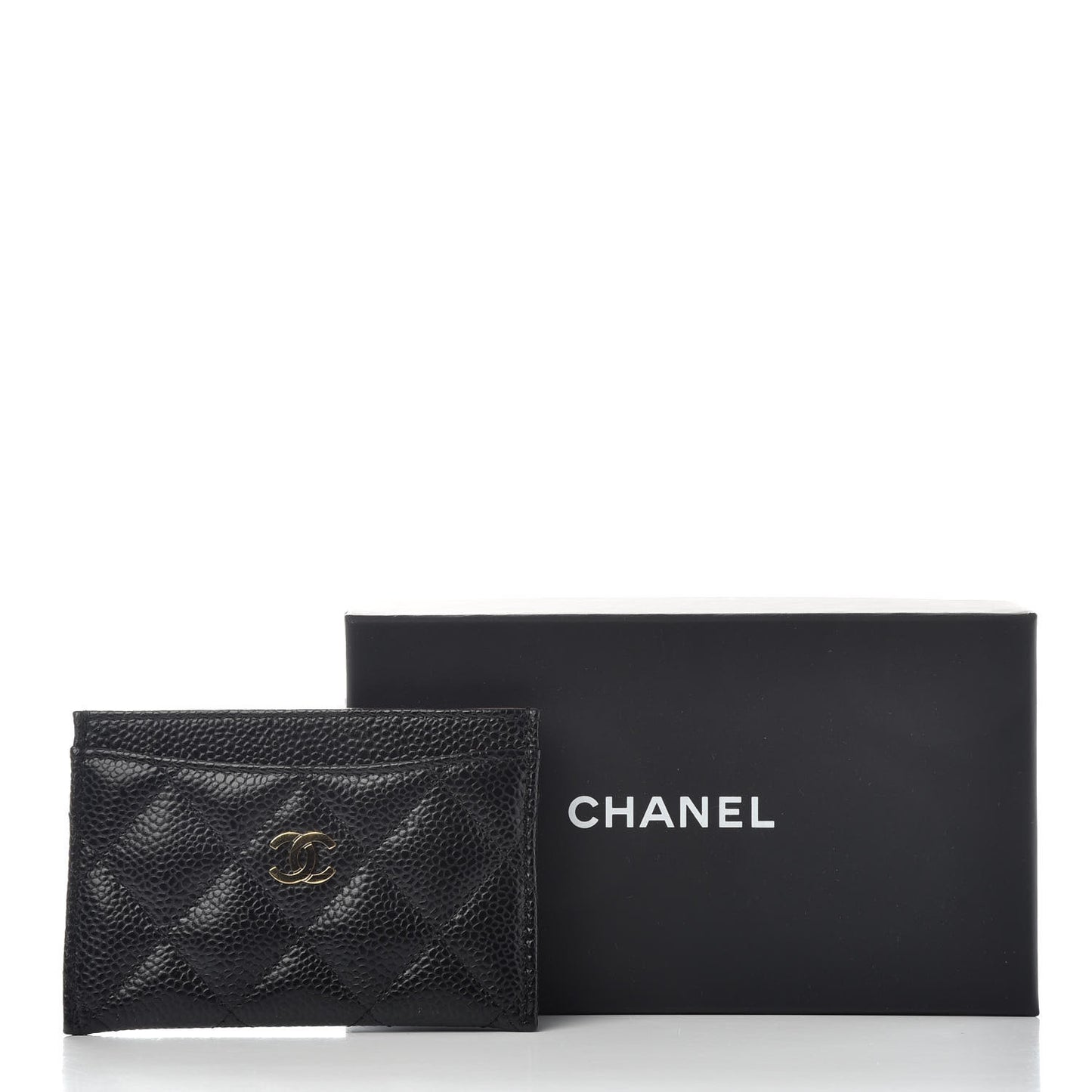 Caviar Quilted Card Holder Black