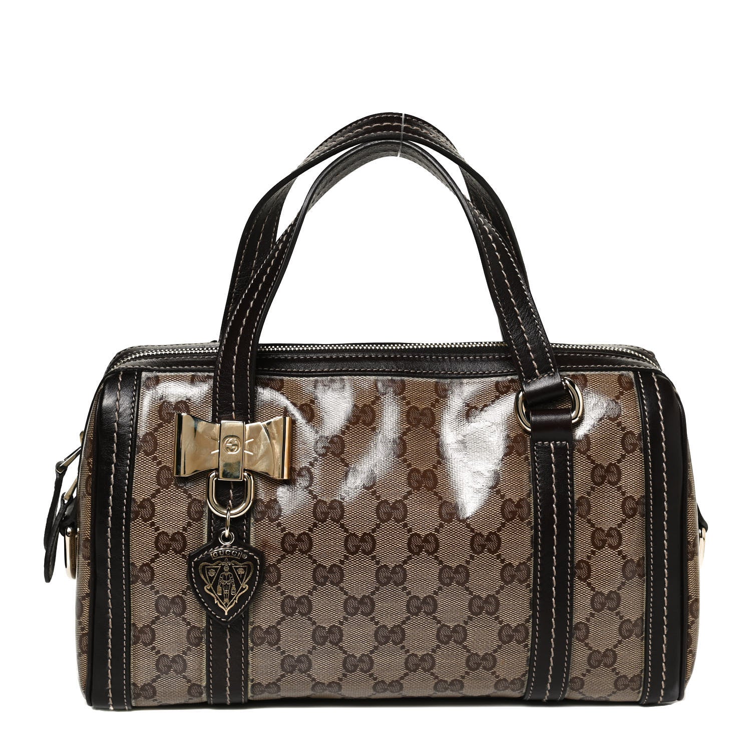 Gucci Crystal Monogram Duchessa Boston Bag Brown 1 of 12