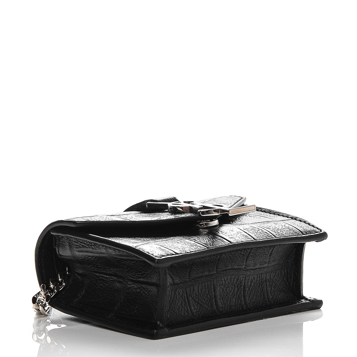 Calfskin Crocodile Embossed Monogram Candy Crossbody Black