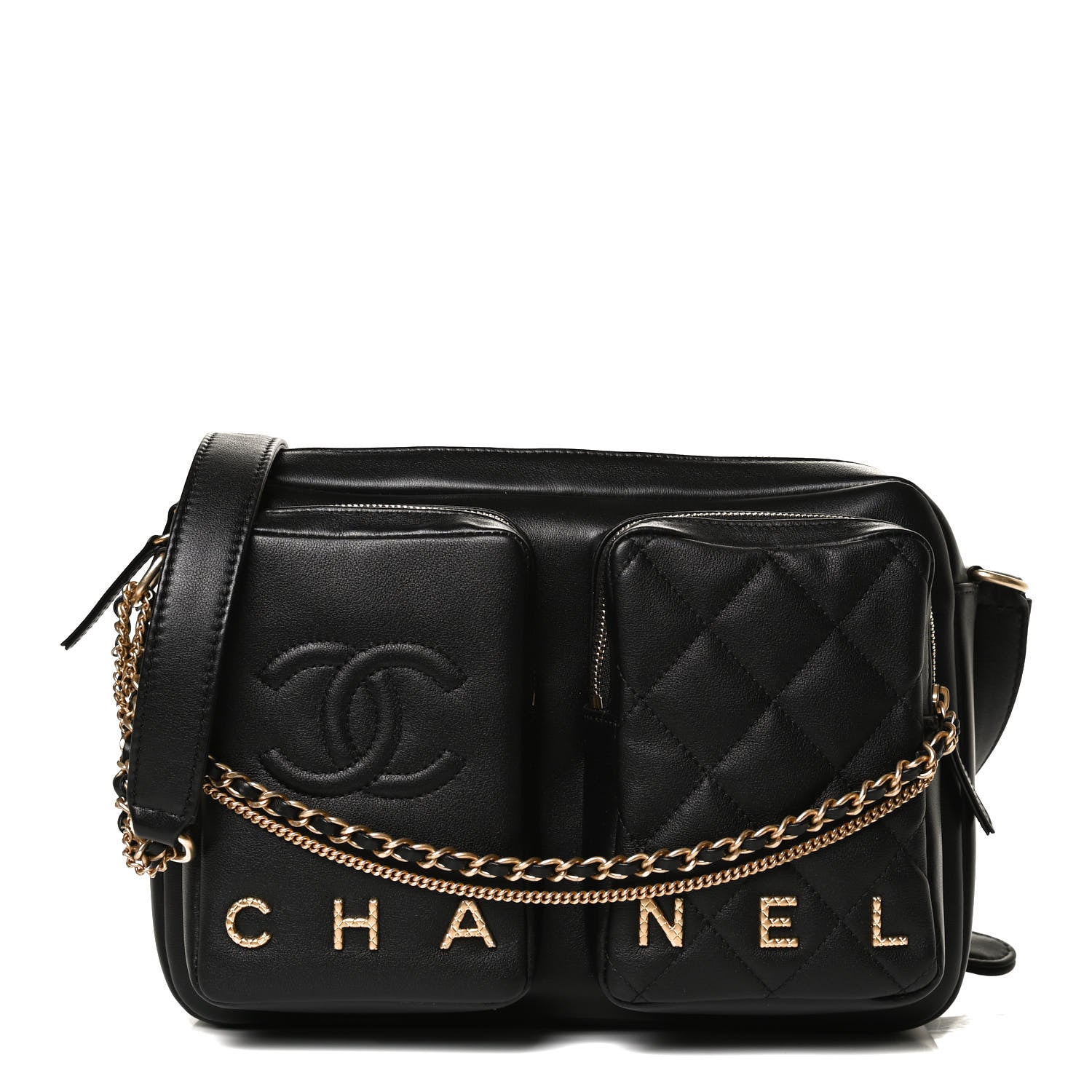 Chanel Calfskin Quilted Large Camera Case Black 2 of 13