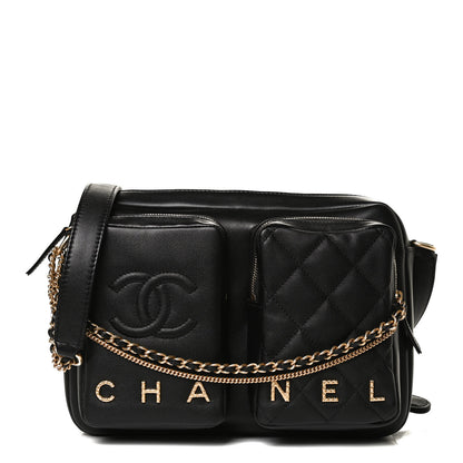 Chanel Calfskin Quilted Large Camera Case Black 2 of 13