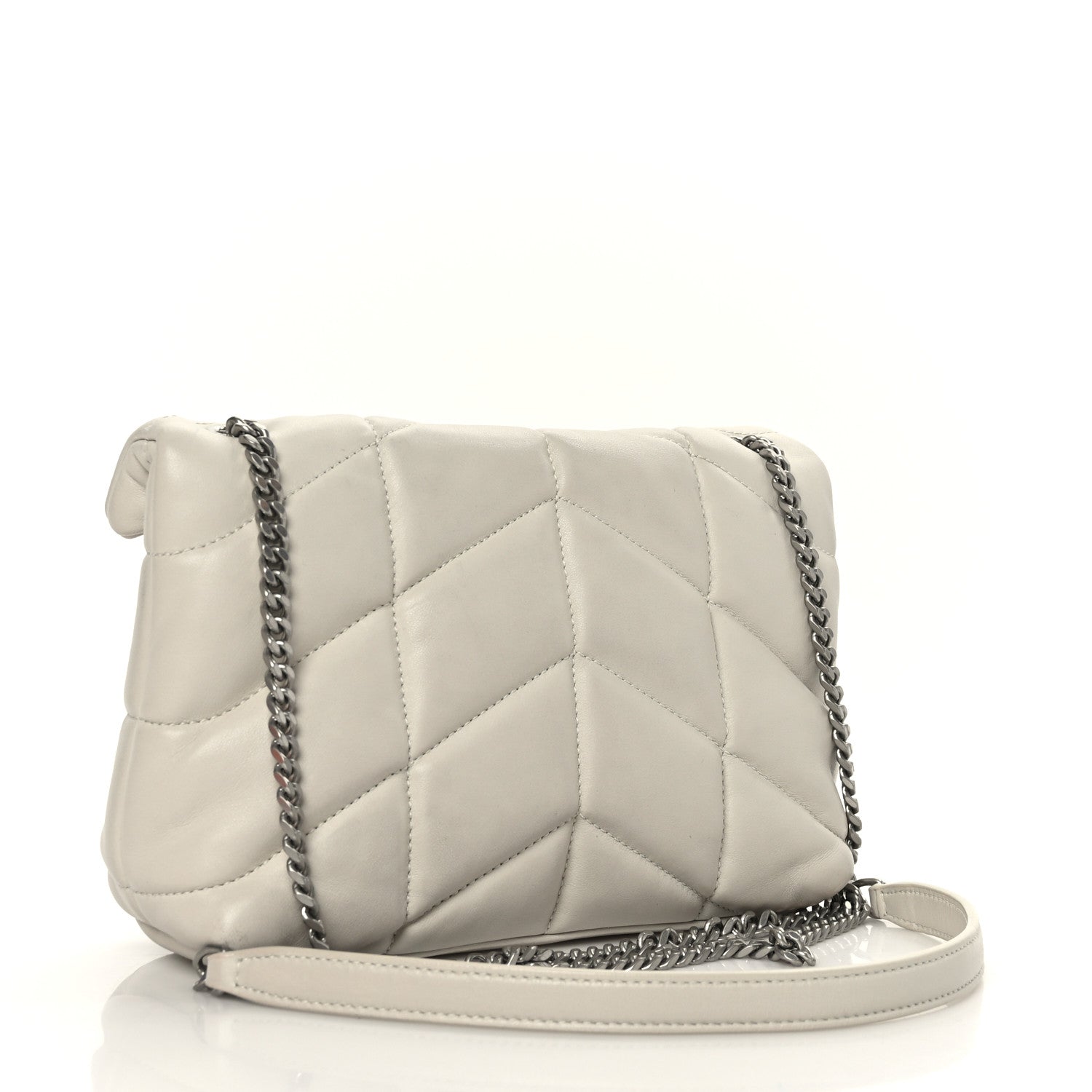 Saint Laurent Lambskin Quilted Toy Loulou Puffer Monogram Chain Satchel Crema Soft 3 of 9