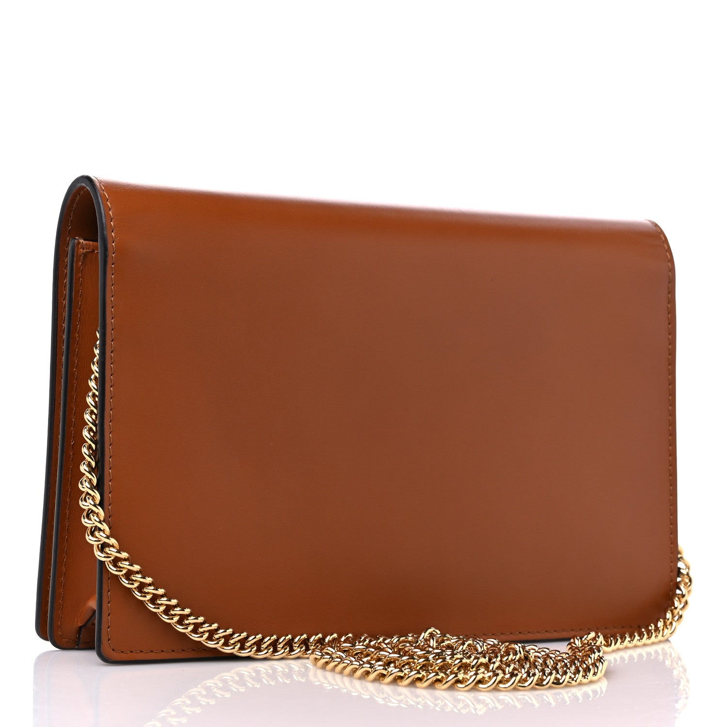 Fendi Vitello King Tamponato Logo Embossed Medium Wallet On Chain Cuoio 3 of 12