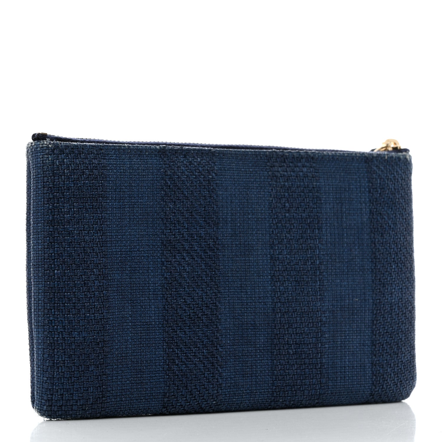 Chanel Woven Straw Raffia Deauville Cosmetic Pouch Blue 3 of 11