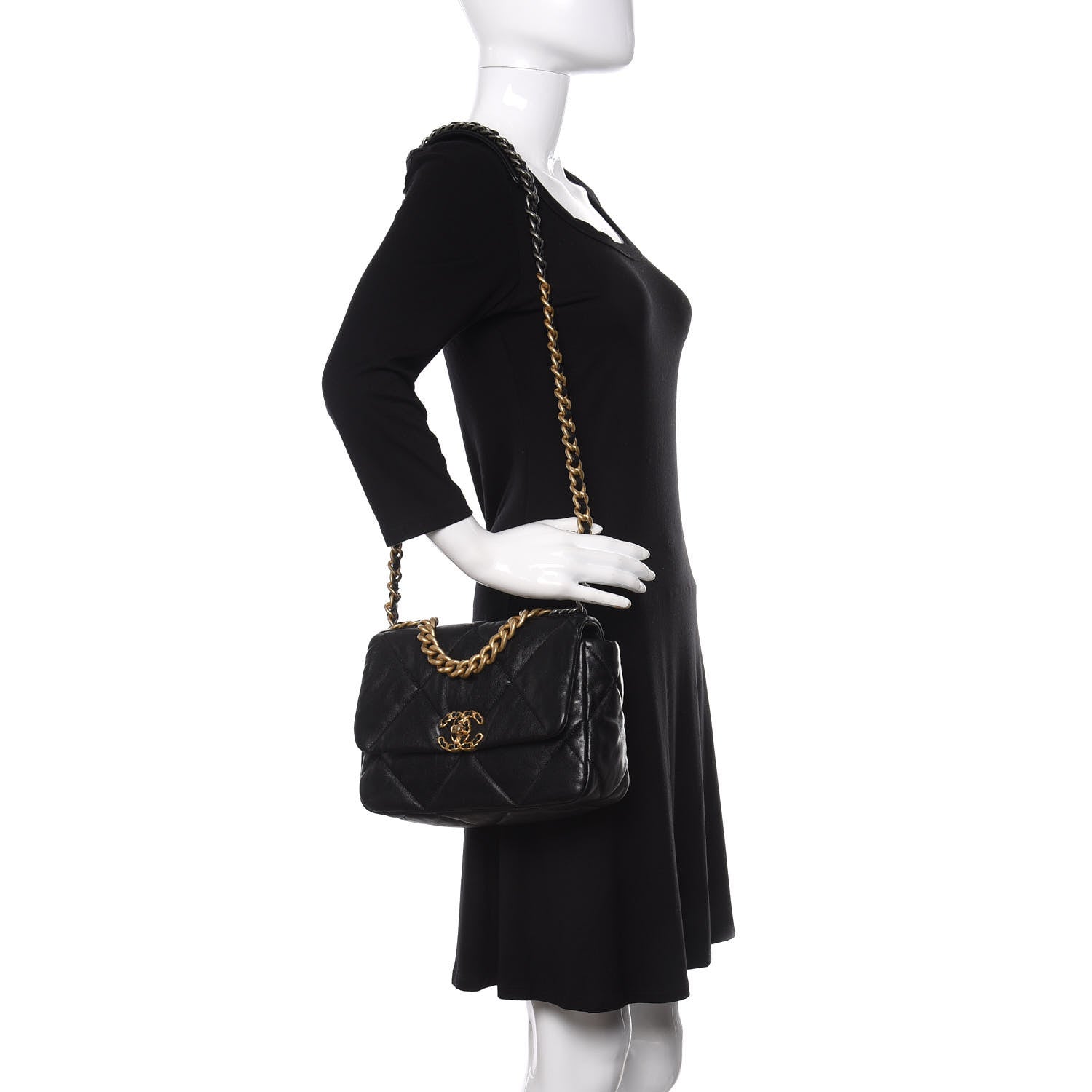 Chanel Goatskin Quilted Medium Chanel 19 Flap Black 2 of 11