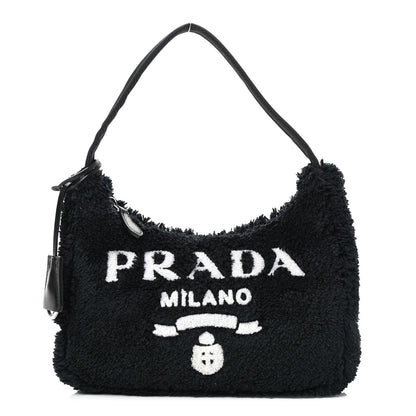 Prada Terry Cloth Mini Re-Edition 2000 Bag Black White 1 of 9