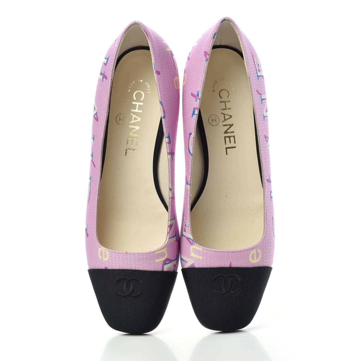 Chanel Fabric Grossgrain CC Flats 35.5 Pink Black 5 of 11