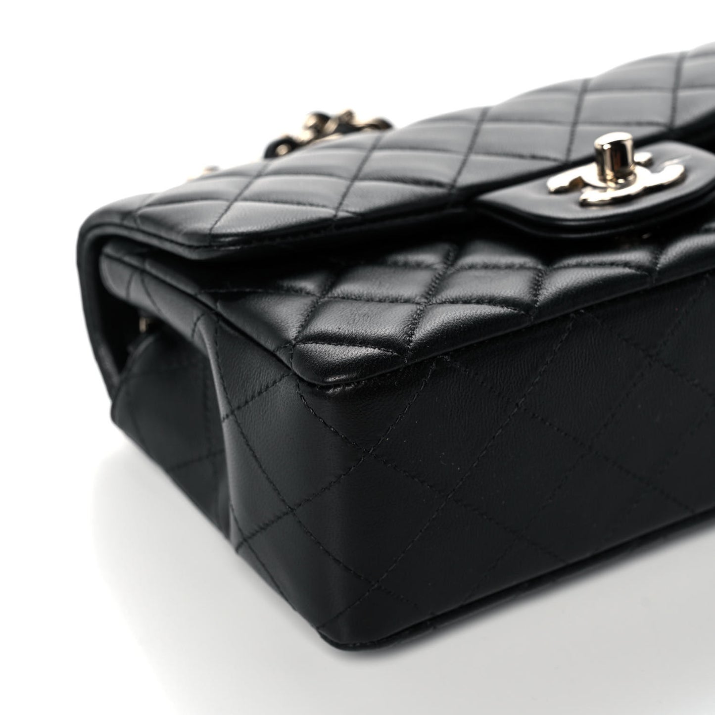Lambskin Quilted Mini Rectangular Flap Black