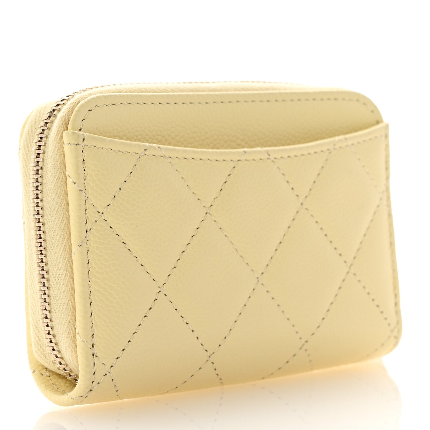 Caviar Quilted Zip Coin Purse Light Yellow