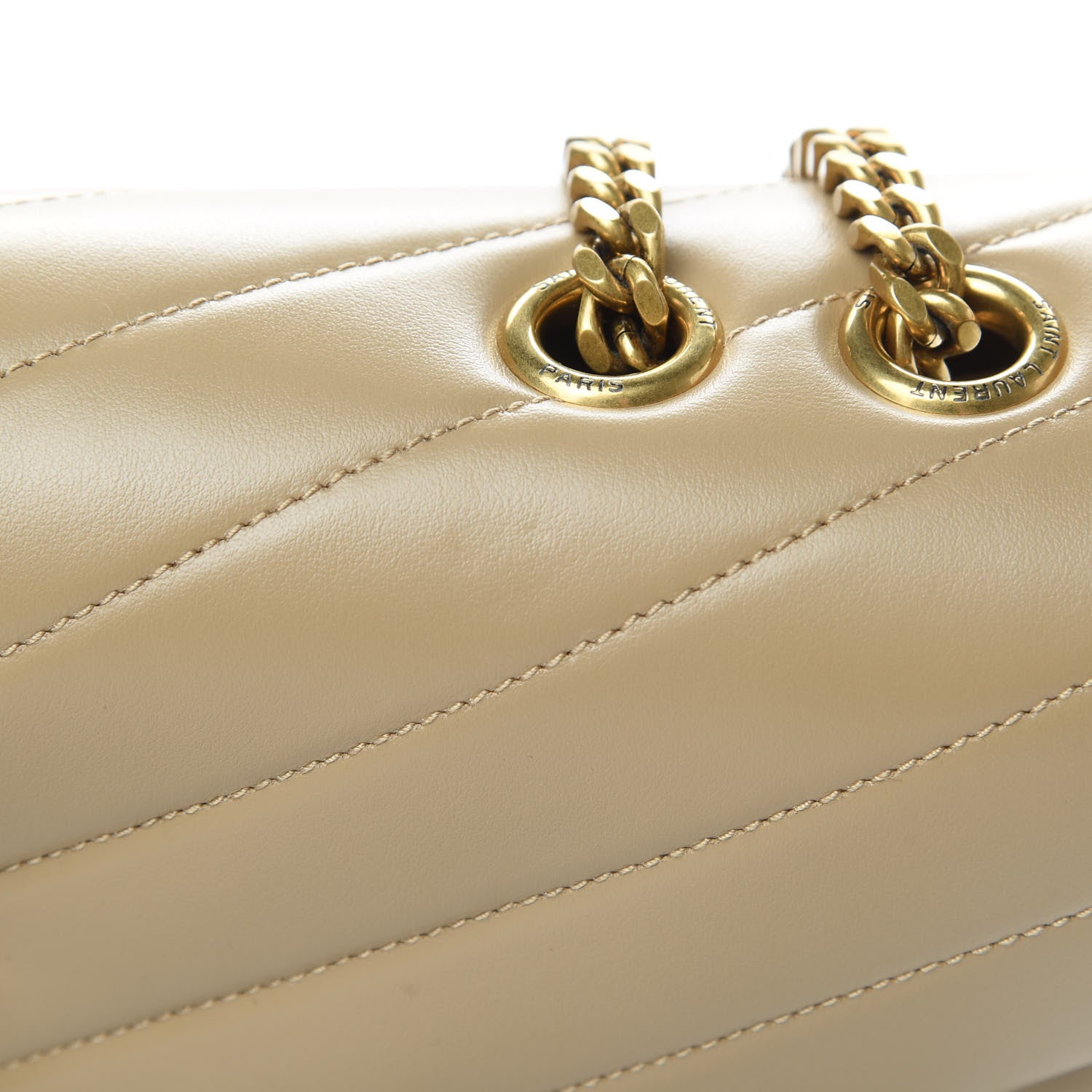 Saint Laurent Calfskin Y Quilted Monogram Medium Loulou Chain Satchel Dark Beige 15 of 15