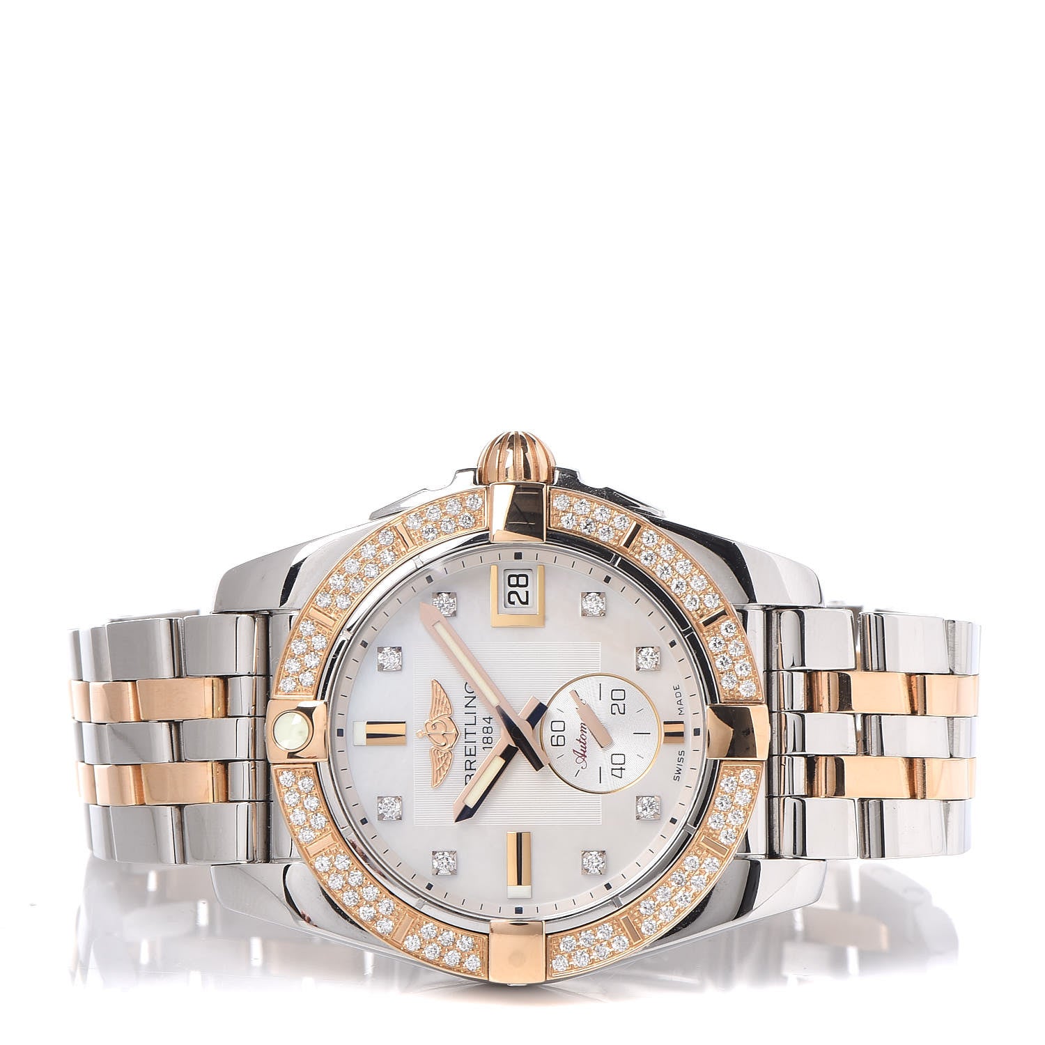 Breitling Stainless Steel 18K Rose Gold Diamond Mother of Pearl 36mm Galactic Automatic Watch C37330 6 of 14