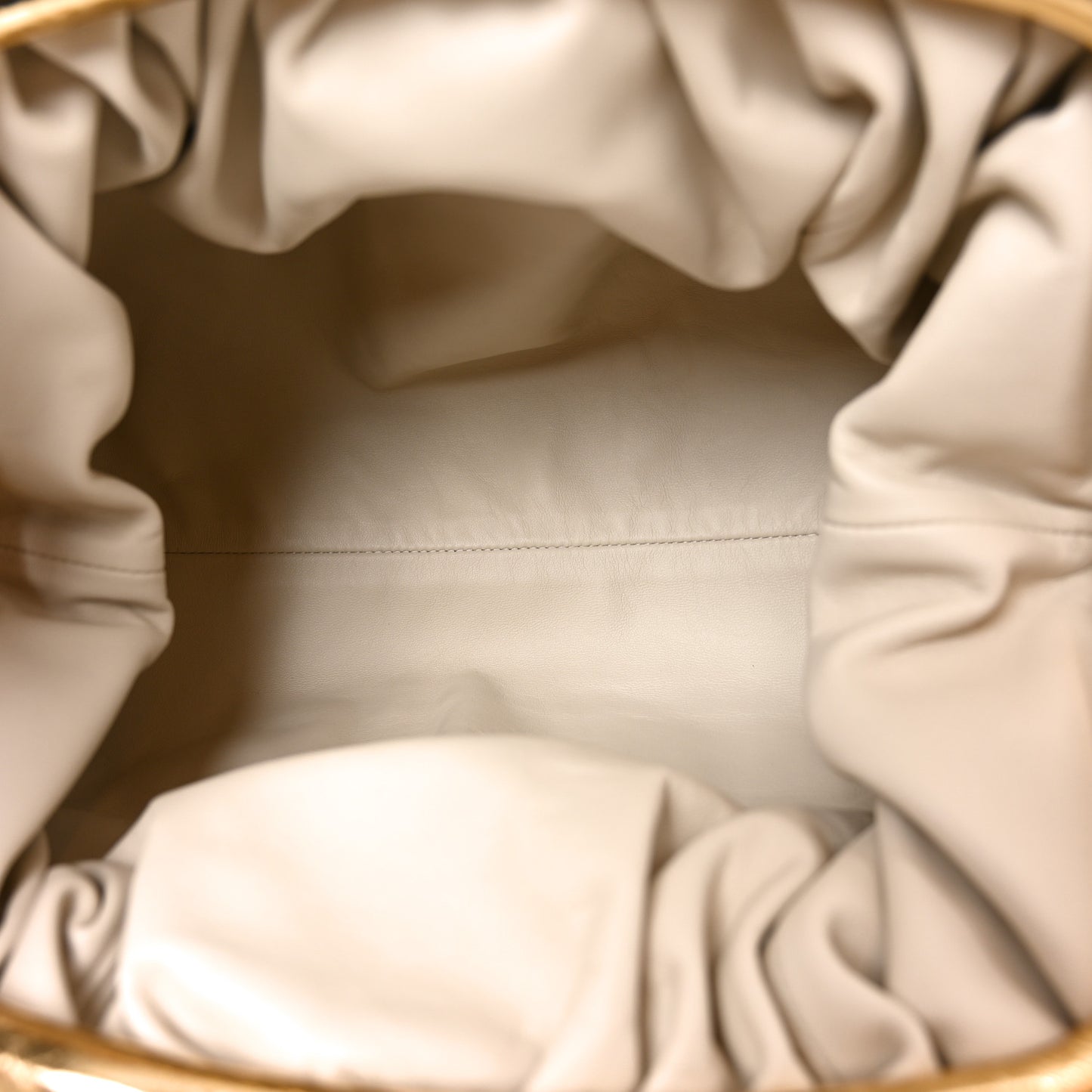 Metallic Crinkled Lambskin The Pouch Oversized Clutch Oro