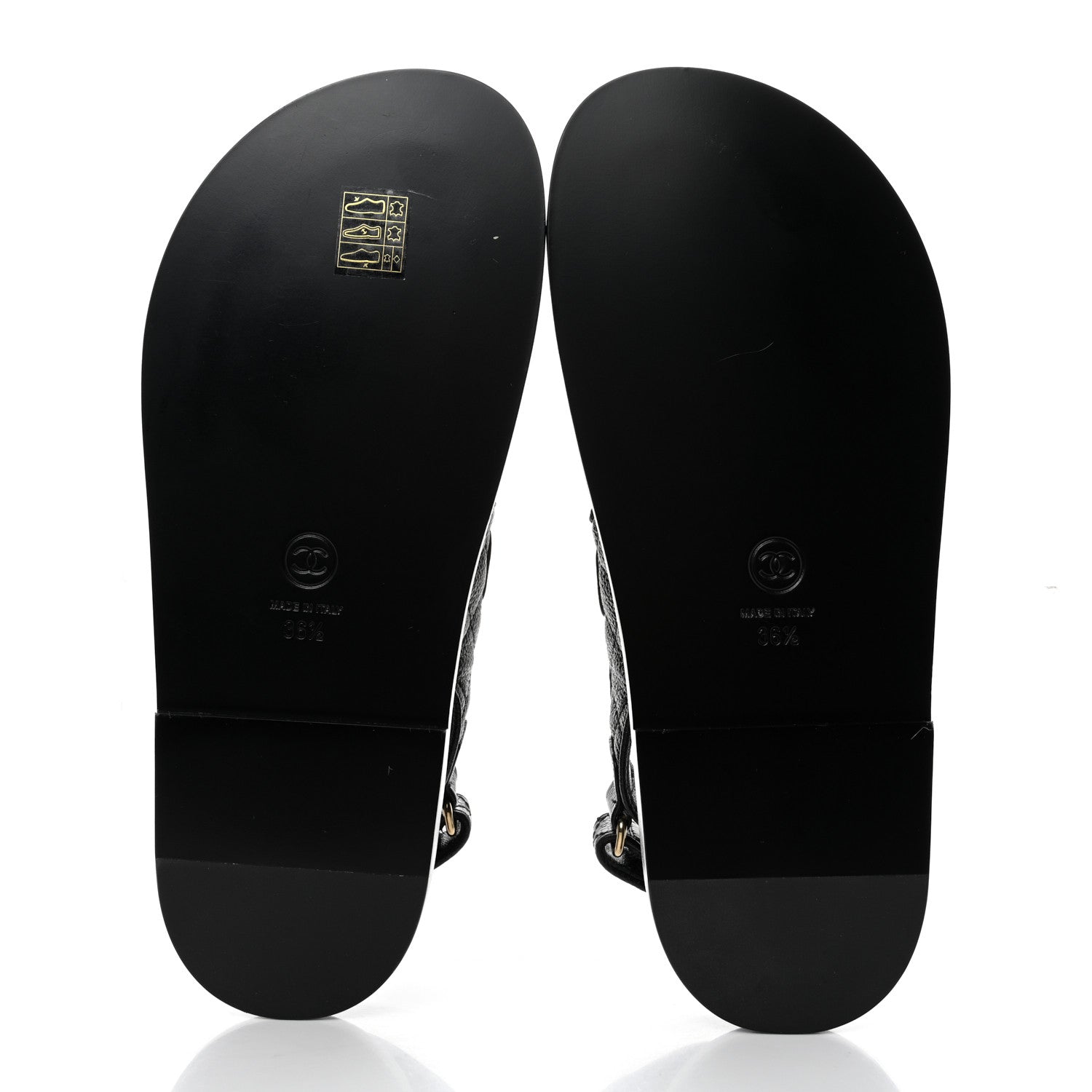Chanel Grained Calfskin Velcro Dad Sandals 36.5 Black 5 of 9