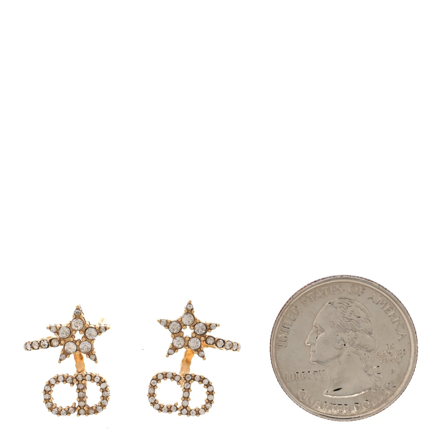 Christian Dior Crystal Clair D Lune Wrap Around Earrings Gold